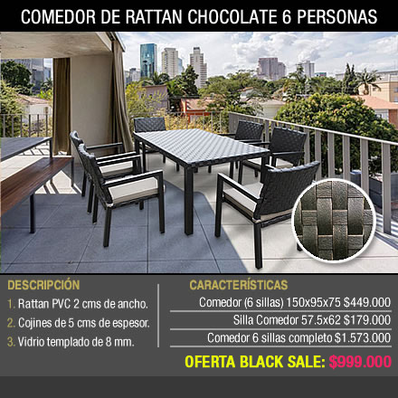 COMEDOR DE RATTÁN CHOCOLATE
