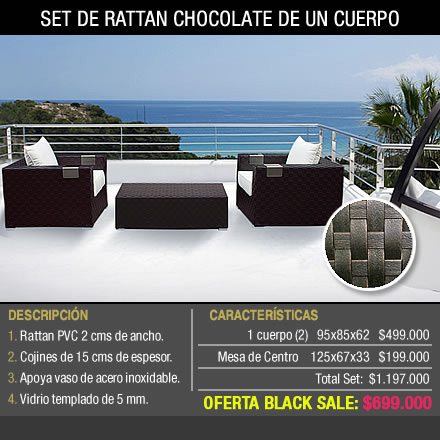 SET DE RATTÁN CHOCOLATE DE UN CUERPO