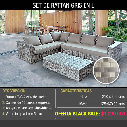 SET MODULAR DE RATTÁN GRIS